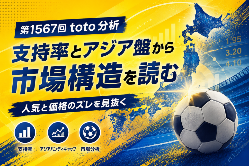 第1567回totoを支持率とアジア盤から分析するサッカーくじ市場構造のアイキャッチ画像