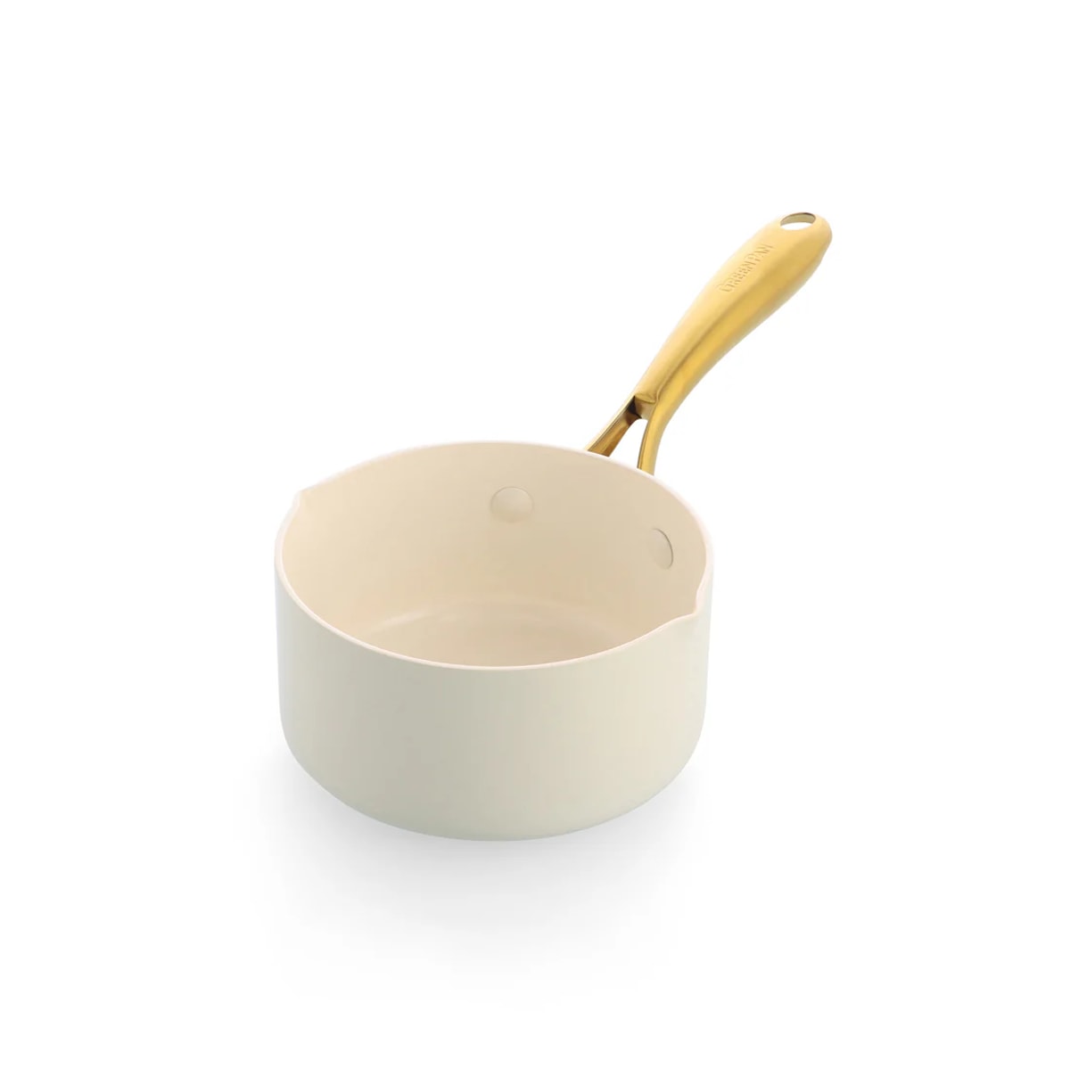 クリームホワイトのグリーンパン ストゥディオ ミルクパン14cm
